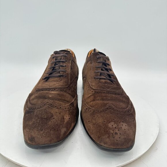 JM Weston Men Size 8.5D Brown Suede Brogue Wingtip Lace Up Oxford Dress Shoes - Picture 3 of 11